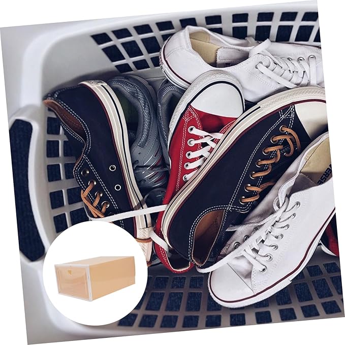 Cabilock 2Pcs Thickened Transparent Drawer Type Shoe Box for Men Stackable Plastic Footwear Storage Container with Large Capacity Space-saving Shoe Organizer for Home and Office