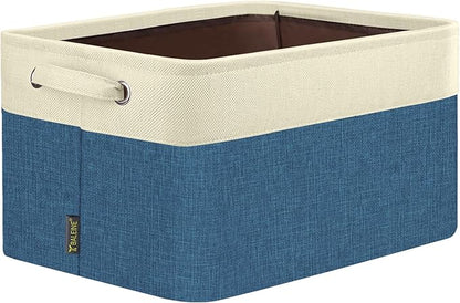 BALEINE 1 Pack Fabric Closet Storage Bins for Shelves, Linen Closet Organizers and Storage, Decorative Baskets for Organizing, Shelf, Clothes, Home, Office (Navy Blue, 14''x10''x8.5'')