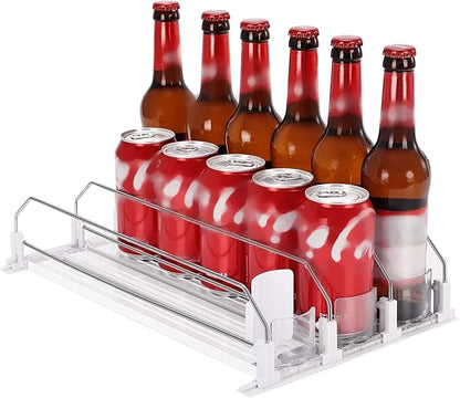 Beverage Can Holder, Soda Can Organizer Dispenser, Self Pushing Soda Can Organizer for Refrigerator (White)