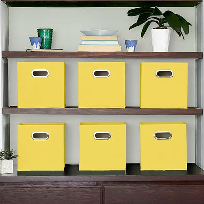 Household Essentials 6 ct Open Fabric Cube Storage Bins, Golden Yellow