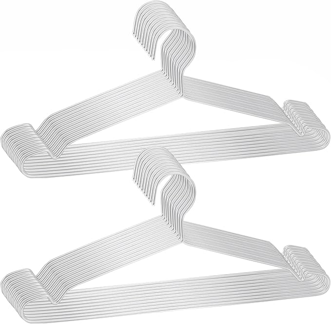 Clothes Hangers 20 Pack - Heavy Duty Stainless Steel Metal Hangers, Ultra Thin Space Saving Wire Coat Hangers with Non-Slip Shoulders (16.5 Inch)