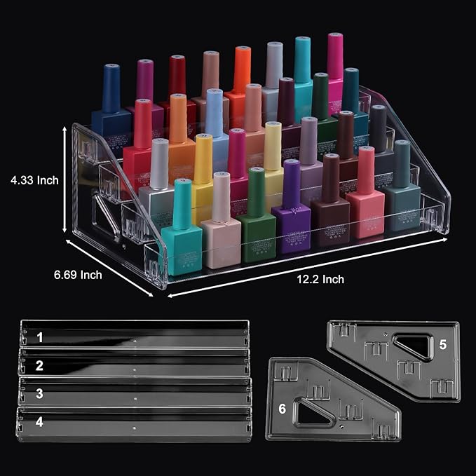 SUTOKAKA Nail Polish Organizer Clear Acrylic Eyeglasses Display Holder Essential Oil Storage Rack Makeup Stand Tray - 4 Layer