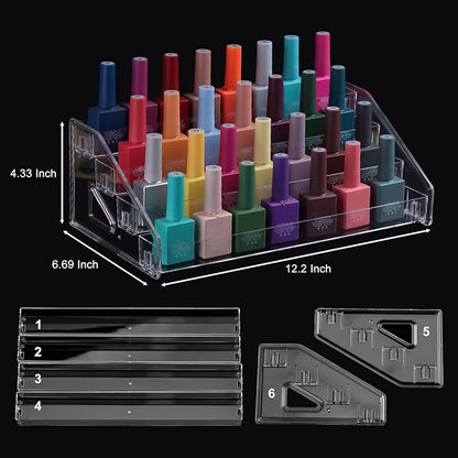SUTOKAKA Nail Polish Organizer Clear Acrylic Eyeglasses Display Holder Essential Oil Storage Rack Makeup Stand Tray - 4 Layer