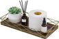Lixple Toilet Paper Basket Holder, 13" Toilet Tank Tray, Wood and Metal Toilet Tray Vanity Organizer Bathroom Tray, Kitchen Sink Organizer for Soap Dispenser (Brown+Gold)