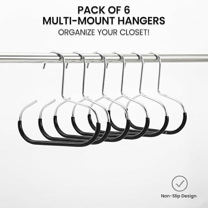 6 Pcs - Hat Hangers for Closet | Multipurpose Cap Hanger for Baseball Caps, Closet Purse Organizers & Belt Organizer | Closet Accessories for Men and Women