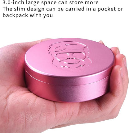 3.0inchBEIJIATE Magnetic Metal Can, Holder, Metal Container, Carved Tin with Magnetic Closure, Aluminum Container, Slim Pouch Can, zyn metal can,zyn container Storage Box Set (Pink)