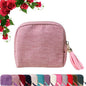 Travel Jewelry Case, Portable Foldable Box Mini Jewelry Travel Bag with Tassel Zipper Design, Soft Velvet Organizer Pouch for Bangle, Five Compartments
