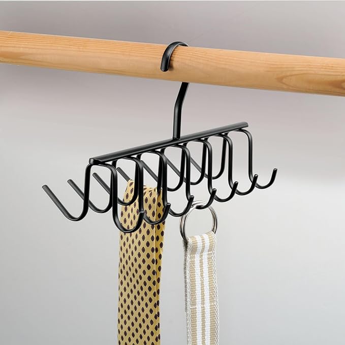 InterDesign Axis Closet Organizer Rack for Ties, Belts - Matte Black