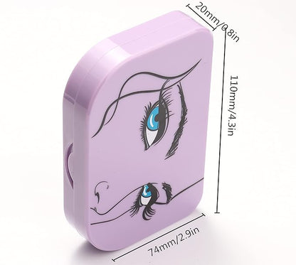 Eyelash Storage Case Organizer With Makeup Mirror Frame Box, Magnetic False Eyelashes Case False Eyelashes Packaging Travel Storage Box Eyelash Bag (Light Purple)