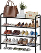 viewcare Shoe Rack for Closet, 4-Tier Long Shoe Rack for Entryway & Garage, Black Shoe Organizer Holds 12-16 Pairs, Sturdy Metal Construction