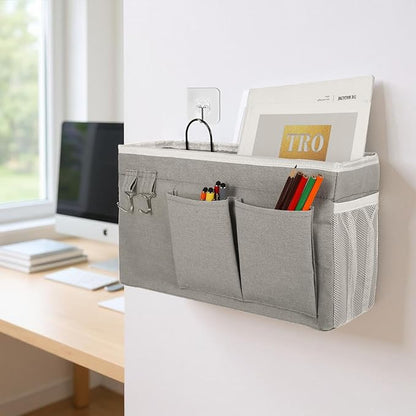 2pcs Large Wall Hanging Storage Bag, Door Closet Linen Fabric Pockets Organizer, Waterproof Multi Functional for Living Room Bedroom Bathroom Kitchen Office RV Camper with Hooks Grey