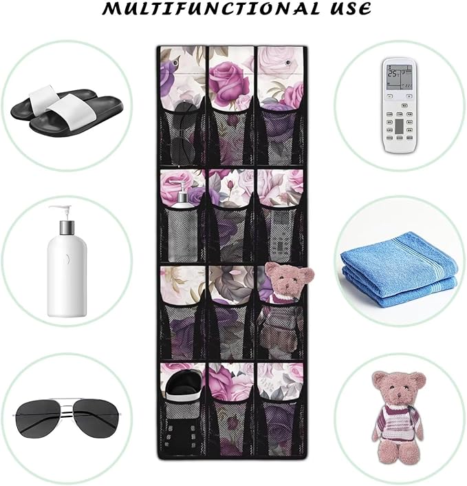 Generic Purple Rose Back of The Door Organizer Reusable Over The Door Organizer Bedroom Meet Diverse Storage Needs and Make Finding Things More Convenient and Efficient