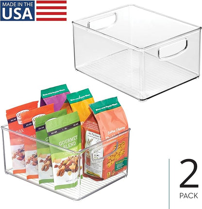 iDesign Stackable Clear Plastic Bin - Kitchen Organizers and Storage for Fridge and Pantry, 2-Pack