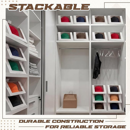 32 Pcs Hat Gift Boxes with Clear Window 8.7 x 7.7 x 4.8 Bulk Foldable Hat Shipping Box for Packing Paper PVC Baseball Cap Display Boxes, Reliable Construction, White Stackable Storage Container