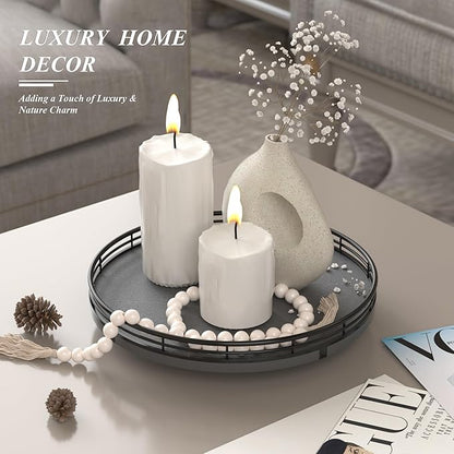 Nature Slate Lazy Susan Turntable for Table Top – 10” Round Slate Tray Organizer for Dining Table, Kitchen Countertop & Bar, Luxury Stone Serving Tray with Black Raised Iron Rim
