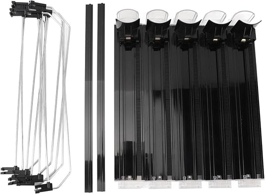 5pcs Fridge Drink Dispenser, Automatic Pusher Glide Self Pushing Soda Can Dispenser Water Bottle Drink Dispenser for Kitchen (Black)