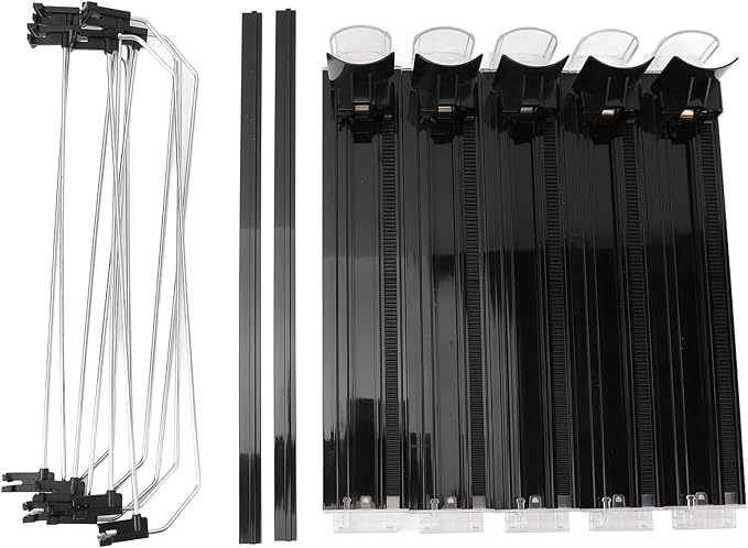 Drink Organizer for Fridge, Self Pushing Soda Can Dispenser, Automatic Drink Propeller, Adjustable Dividers (Blue)(Black)