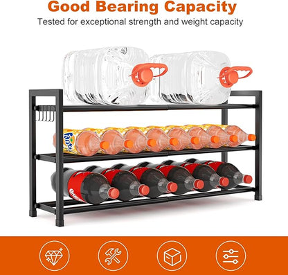 Expandable Shoe Rack for Small Spaces, Adjustable Width 18.5"–33", 3-Tier Sturdy Metal Shoe Organizer for Entryway, Closet, Bedroom Garage Dorm, Free Standing Shoe Organizer 12 Pairs with Hooks, Black
