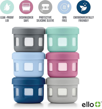 Ello Reusable Condiment Containers with Screw-on Leak Proof Lid | Perfect for Salad Dressing Sauce Dips Lunchbox Picnic Travel Bento Box | BPA-Free | Dishwasher Safe