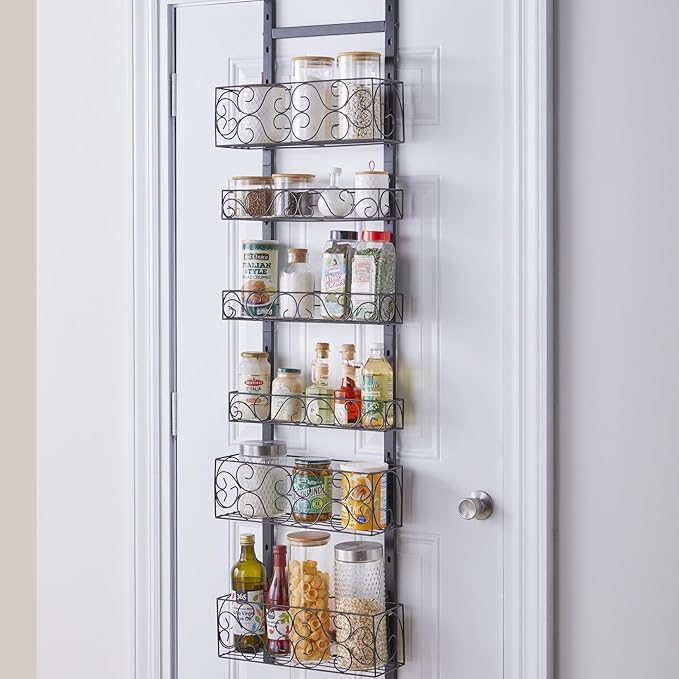 BrylaneHome Scroll 6-Tier Over-The-Door Pantry Organizer - Black