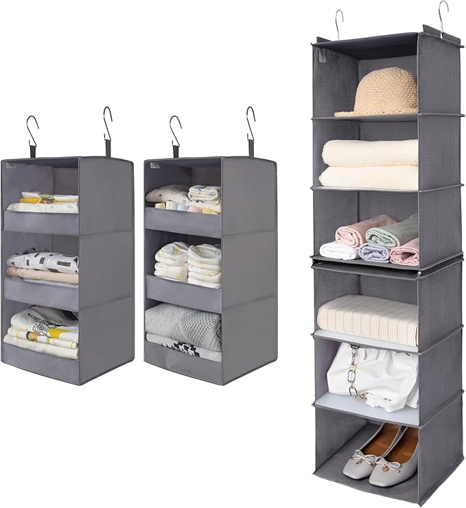 GRANNY SAYS Bundle of 2-Pack Hanging Clothing Organizer & 1-Pack Hanging Storage Shelves