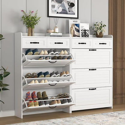 VERYKE Shoe Storage Cabinet for Entryway with 3 Flip Drawers and 2 Top Drawers,Large Shoe Rack Organizer Cabinet for Closet,Hallway