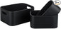 HofferRuffer Faux Leather Storage Baskets Bins with Velvet Lining for Organizing, Storage, Gifts, Set of 3 Nesting Shelf Baskets Decorative Storage Boxes for Home Organization (Black)