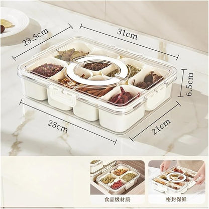 Kitchen Seasoning Storage Box Spice Box Integrated Multi Grid Storage Sealed Tank Moisture-Proof Salt Tank Kitchen Supplies Tool(8 Grid)