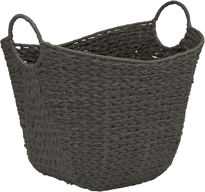 Household Essentials Paper Rope Basket with Handles, Natural Woven Woven Storage Basket, Great for Decoration or Organization