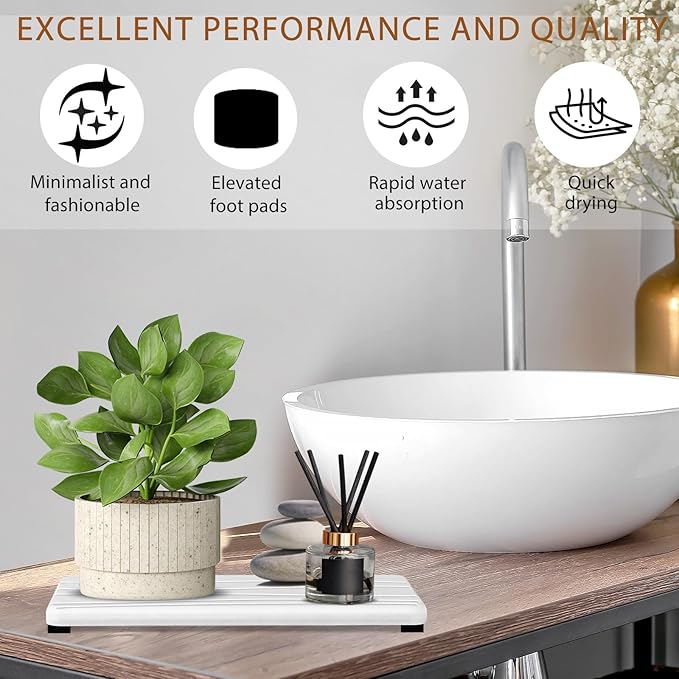 3PCS Water Absorbing Stone Tray, Fast Drying Stone Sink Tray, Stones Soap Trays, Water Absorbent Diatomite Trays, Diatomite Coasters for Kitchen Sink Bathroom Counter, Hand Soap Dish & Holders