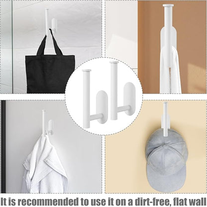 PEUTIER 2pcs Hat Racks for Baseball Caps, No Drill Hat Hooks for Wall Stainless Steel Hat Storage Organizer Self-Adhesive Hat Hanger for Door Bedroom Closet (White)