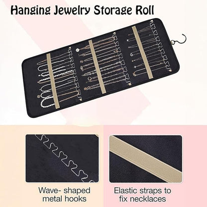 Hanging Jewelry Organizer, Double-Sided Jewelry Storage Bag with Pockets and Necklace Holder for Closet,Door&Wall