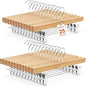 HOUSE DAY Premium Wooden Pants Hangers 25 Pack, Solid Lotus Wood Skirt Hangers with 2-Adjustable Clips, Heavy Duty & Anti Slip Wood Bottom Hanger for Slacks, Jeans, Trousers, Shorts (Natural)