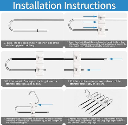Upgrade Pant Hangers Space Saving, Non Slip Stainless Steel Multifunctional Pants Rack S-Type Clothes Pant Closet Hanger Organizer with Hooks for Pants Jeans Trousers Scarf Skirts (Onyx Black, 4 Pack)