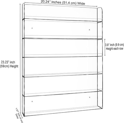 AMT Acrylic Nail Polish Racks for the Wall, Clear Nail Polish Display, Essential Oils Organizer. Holds up to 96 Bottles. Plus a Microfiber Cloth for Cleaning Purposes
