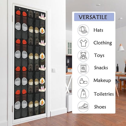 40 Over the Door Shoe Organizer, Hanging Shoe Organizer, for Closet Behind the Door Storage Holder for Entryway Bedroom Dorm, Both men's and women's shoes can be stored (Black)