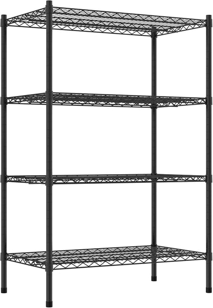 Commercial NSF Listed Black Epoxy Stationary Wire Shelving Kit 21" x 36" x 54", with 4 Shelves Perfect for Warehouse, Walk-in Refrigerator, Freezer, Grocery Store, Restaurant, Dishroom