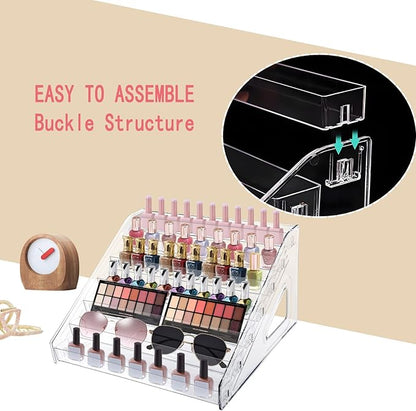 7 Layers Nail Polish Organizer Holder Rack, Clear Display Rack for Cosmetics Sunglasses Essential Oil, Stand Makeups Storage Case Eyeglasses Shelf Lipsticks Holder