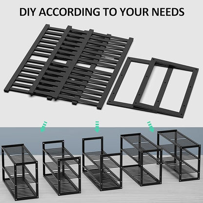 Jripae Bamboo Shoe Rack for Entryway, 27.5inch Stackable 3 Tier Shoe Organizer Shelf Storage 9-12 Pairs Shoes Stand Cubby for Closet Door Hallway Bedroom Garage Black, Thanksgiving
