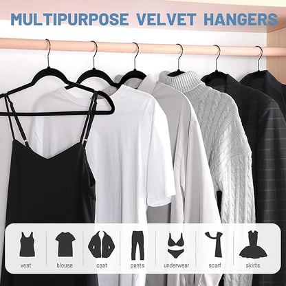HOUSE DAY Black Velvet Hangers 120 Pack, Non Slip Felt Hanger, Slim Velvet Clothes Hangers for Suits, Shirt, Heavy Duty Coat Hanger for Closet