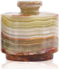 MARBLOUS KRAFTS Marble Salt Cellar with Lid 3" Inch Green Onyx Stone Salt Holder for Counter & Stone Salt Container, Salt Dish, Salt Box & Spice Jar, Ideal Mother’s Day Gift, Home Decor