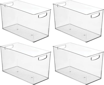 iDesign Plastic Storage Bin with Handles for Household Storage - Set of 4 - Clear - Made in USA