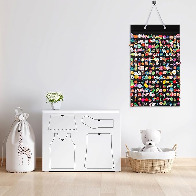 PACMAXI Shoe Charms Organizer, Hanging Shoe Charm Holder with 224 Holes, Shoe Decoration Display, Wall Mounted Holder (Black)