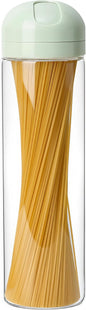 Glass Spaghetti Storage Jar with Twist & Pour Measuring Lid, 67 oz Tall Pasta Container, Borosilicate Glass Food Canister for Pantry Organization (Green)