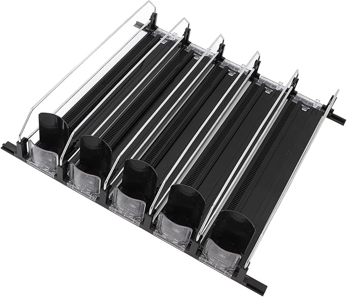 5pcs Soda Can Organizer for Fridge, Automatic Can Holder Dispenser, ABS Fridge Can Holder, Self Pushing Drink Organizer, Beverage Containers for Refrigerator Kitchen(Black)