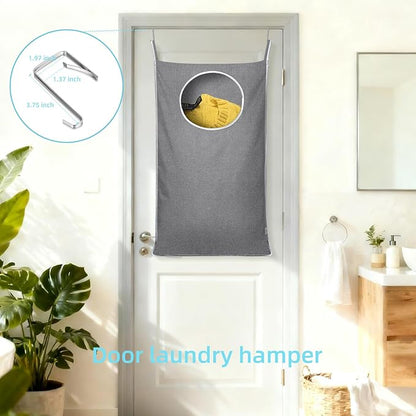 KEEPJOY Hanging Laundry Hamper Bag with 2 Different Types of Hooks, Size 20 x 30 Inch Door Laundry Hamper Storage Bag for Dirty Clothes, Blankets, and Toys (Grey, 1-Pack)