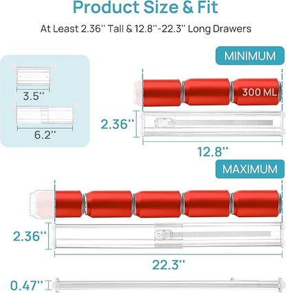 Vtopmart 2.36” Drawer Dividers with Expandable Inserts, 12.8"-22.3" Adjustable Kitchen Drawer Organizer, Clear Plastic Organizer Separator for Flatware, Utensil, Cutlery, 6 Dividers with 10 Inserts