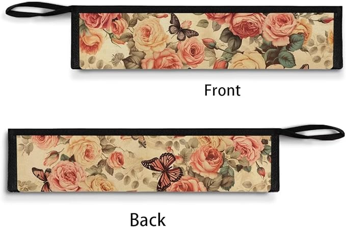 COEQINE Retro Butterfly Travel Silverware Holder Case Portable Cutlery Pouch Chopsticks Pouch With Handles Zipper Floral Retro Style