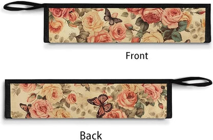 COEQINE Retro Butterfly Travel Silverware Holder Case Portable Cutlery Pouch Chopsticks Pouch With Handles Zipper Floral Retro Style