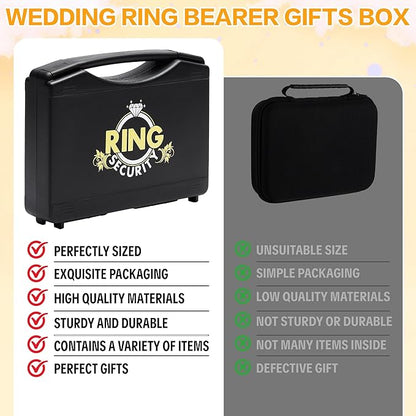 Ring Security Wedding Ring Bearer Aluminum Briefcase-Padded Slits Holder Ring Bearer Gifts Security Box for Proposal Ceremony Wedding Day,Security Badge Props for Boys Kid